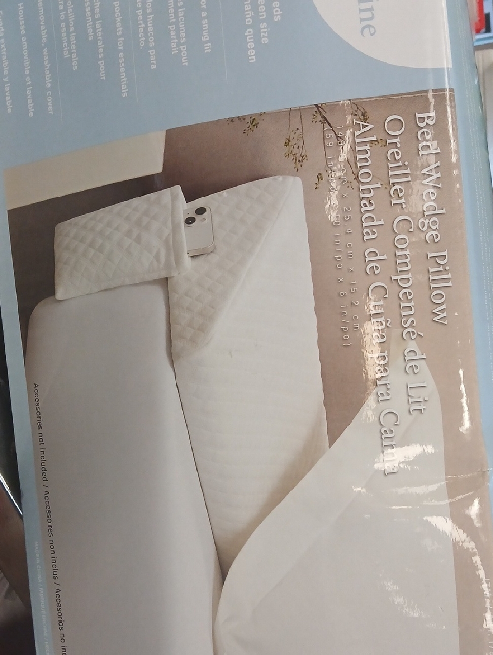 Bed Wedge Pillow - White Quilted Bed Wedge Pillow